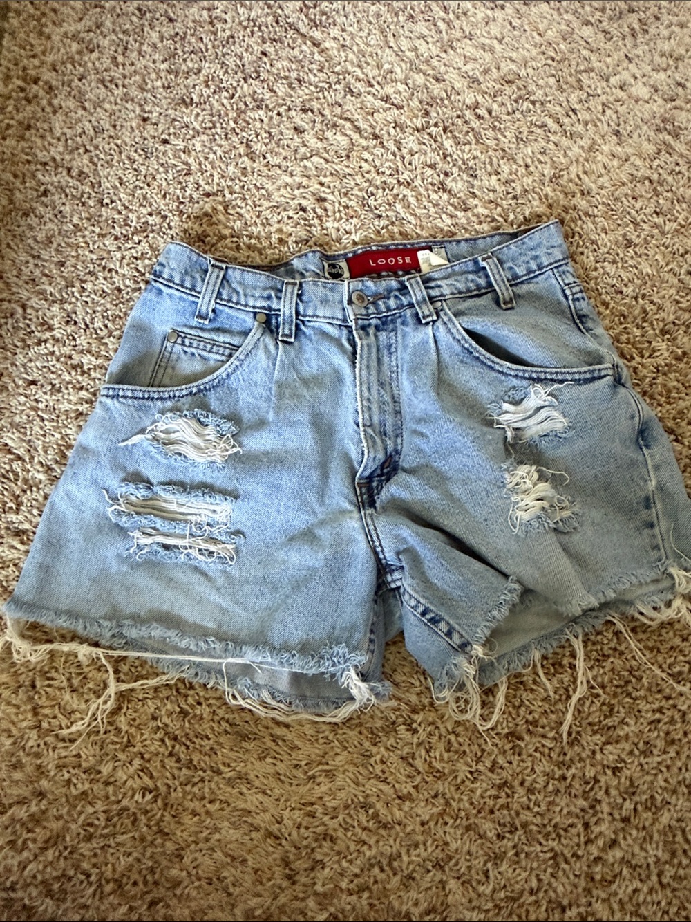Levi's Light Blue Distressed Denim Cutoff Shorts
